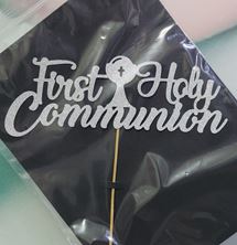 Picture of SILVER FIRST HOLY COMMUNION CAKE TOPPER 10 X 20CM